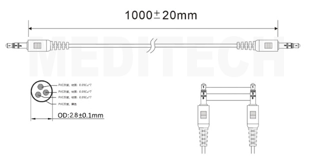  Audio cable,stereo Cable for fetal doppler Sonotech.BabySonic,baby doppler